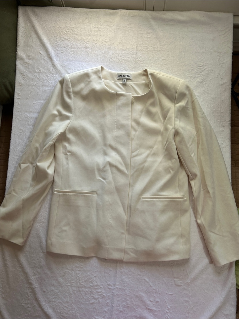 Nordstrom Women's Off-White Collarless Blazer Jacket
